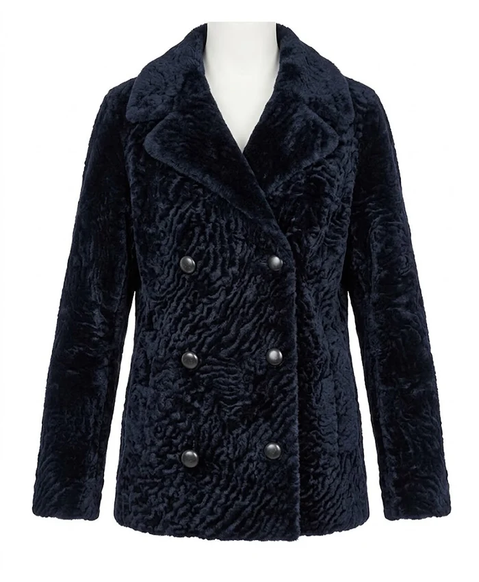 POLOGEORGIS Luxury Black Melton Wool Peacoat