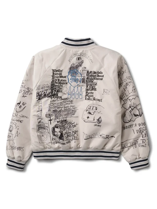 Paly Bolinas Grey Wool Blend Bomber Jacket