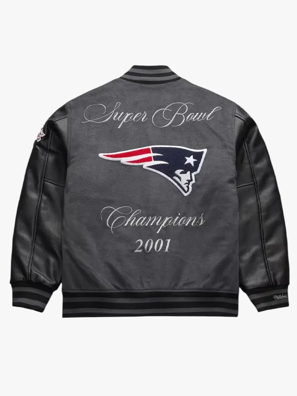 Patriots Wool and Leather Varsity Bomber Jacket