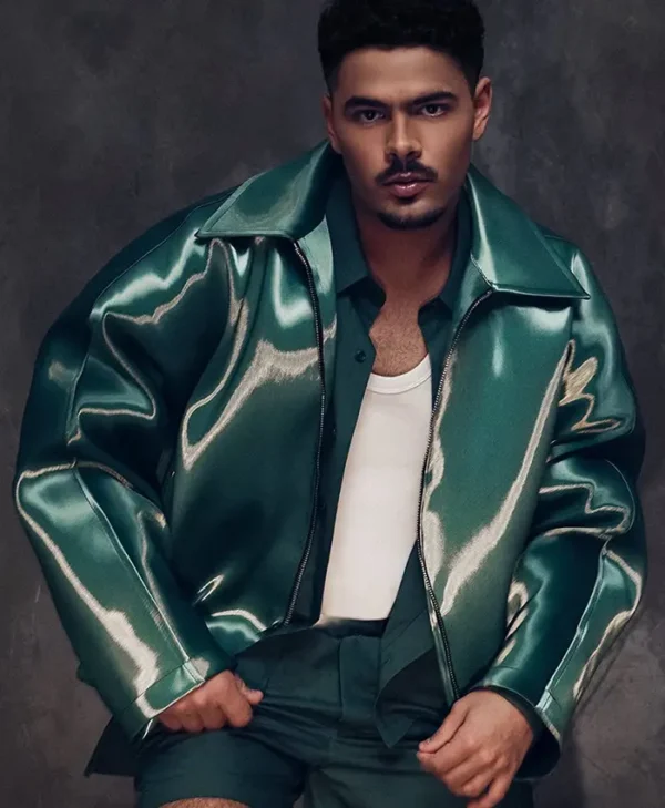 Pedro Sampaio NFL Rio Game Green Leather Jacket