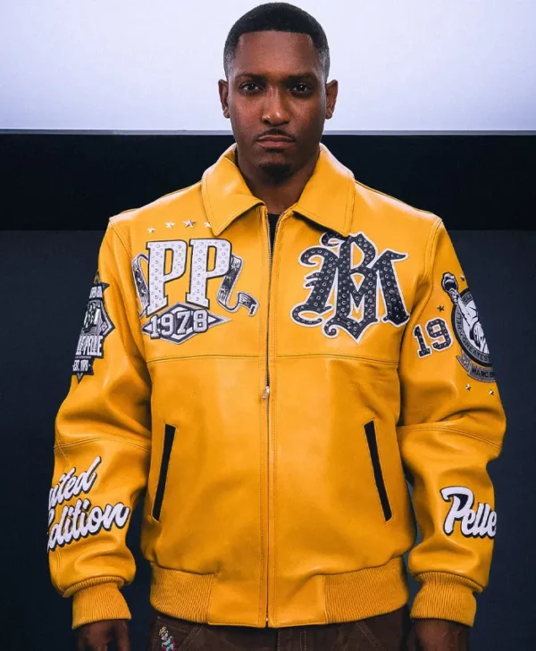 Pelle Pelle All Time Champions Yellow Leather Jacket