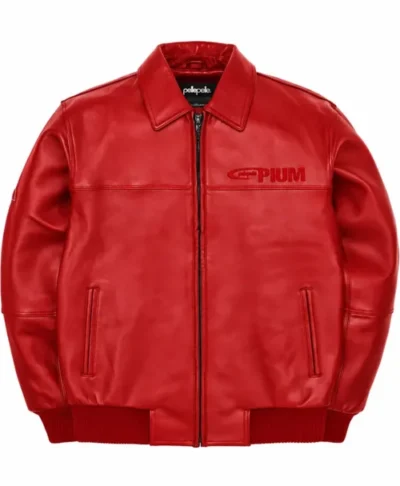 Pelle Pelle x Opium Red Leather Bomber Jacket
