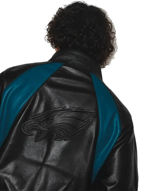 Philadelphia Eagles Black Leather Kru Track Jacket