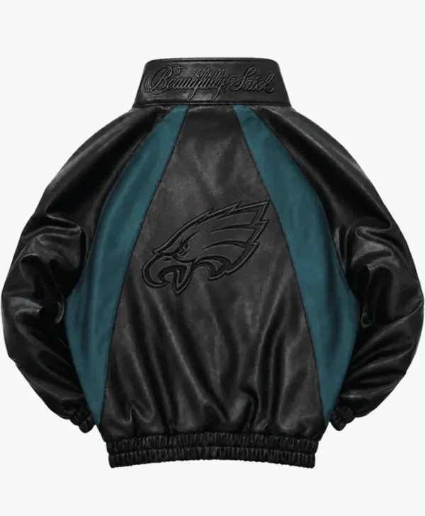 Philadelphia Eagles Black Leather Kru Track Jacket