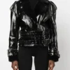 Philipp Plein Oversized Shearling & Patent Leather Jacket