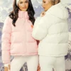 Pink Palm Puffer Jacket