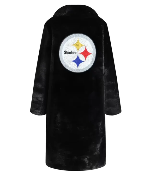 Pittsburgh Steelers Black Fur Long Button Coat 2026