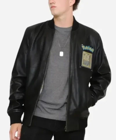 Pokemon Black Fire Dragon Leather Jacket