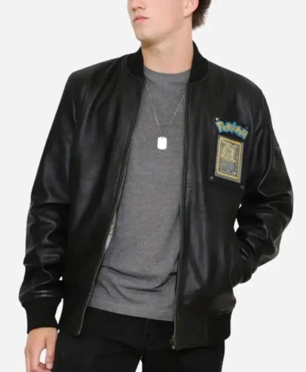 Pokemon Black Fire Dragon Leather Jacket