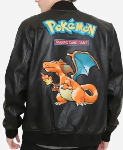 Pokemon Black Shiny Fire Dragon Leather Jacket
