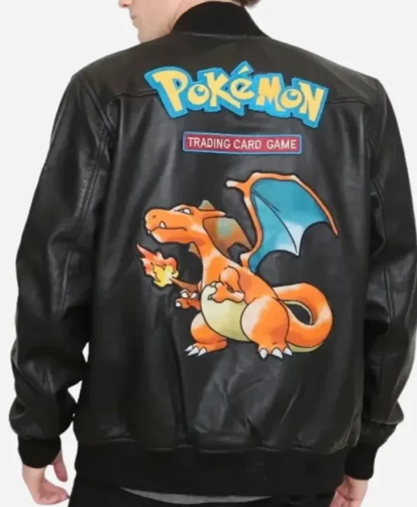 Pokemon Black Shiny Fire Dragon Leather Jacket