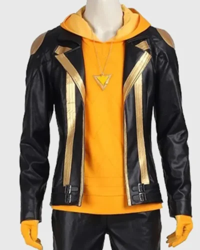 Pokémon Go Team Spark Black and Gold Leather Jacket