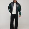 Pour Des Hommes Colorblock Leather Varsity Jacket