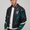 Pour Des Hommes Colorblock Leather Varsity Jacket
