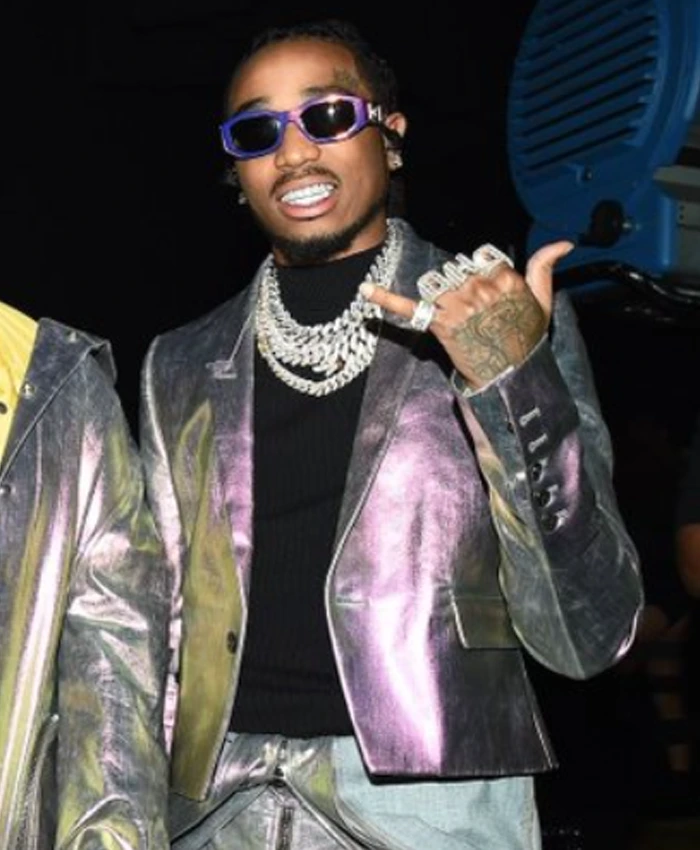 Quavo Metallic Leather Blazer