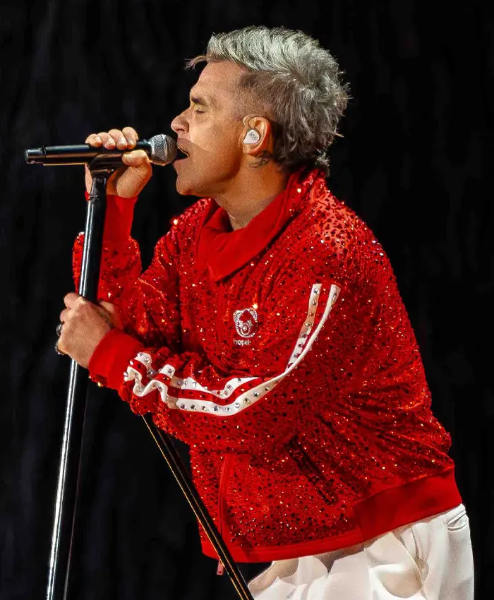 Robbie Williams Red Sequin Outerwear
