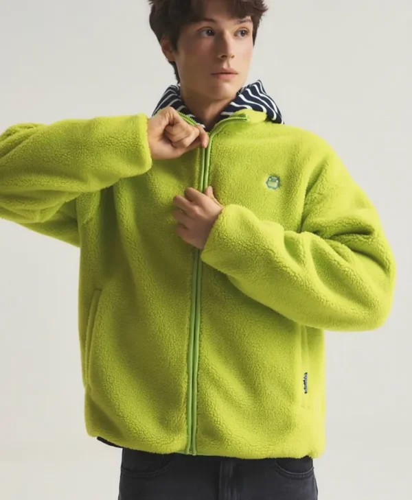 SPAO Lime Green Fleece Zip Up Jacket