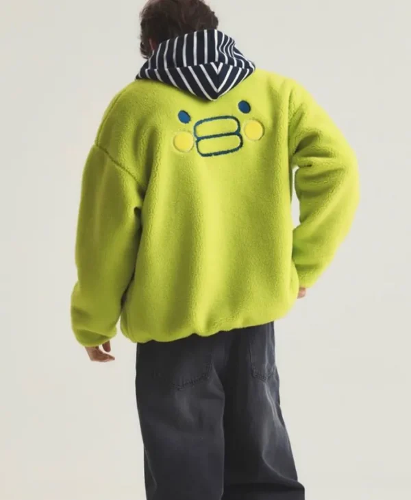 SPAO Lime Green Korean Streetwear Fleece Jacket
