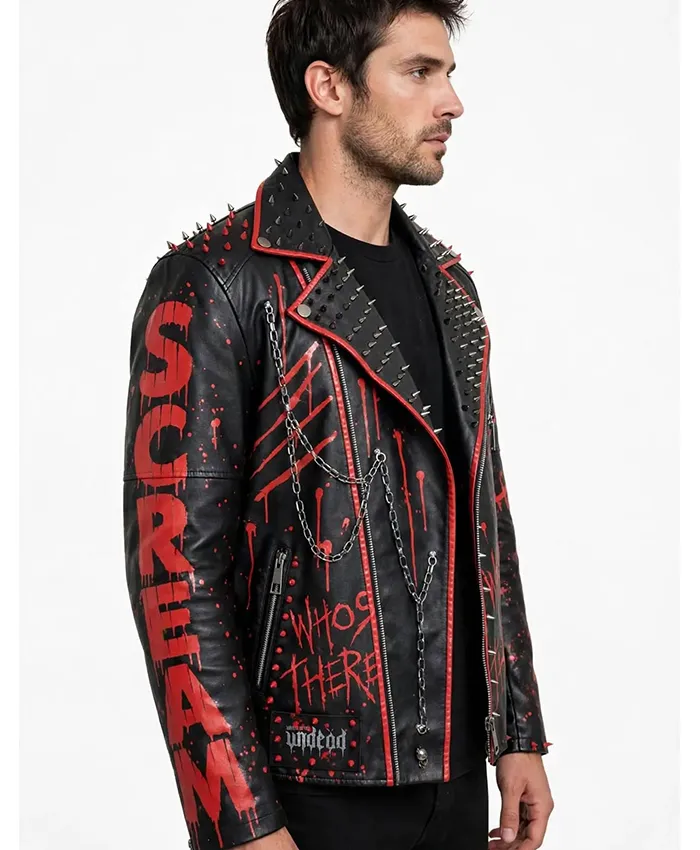 Scream Punk Style Studded Leather Jacket