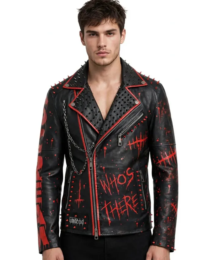 Scream Punk Style Studded Leather Jacket