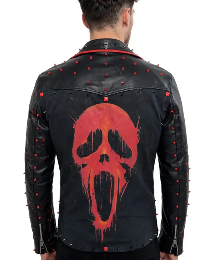 Scream Punk Style Studded Leather Jacket