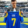 Son Heung-min NFL Rams vs Bills Black Leather Jacket
