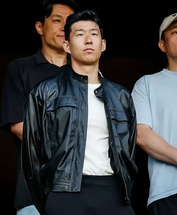 Son Heung-min NFL Rams vs Bills Black Leather Jacket