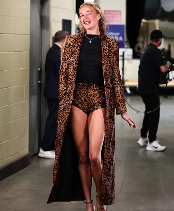 Sophie Cunningham Leopard Print Leather Coat