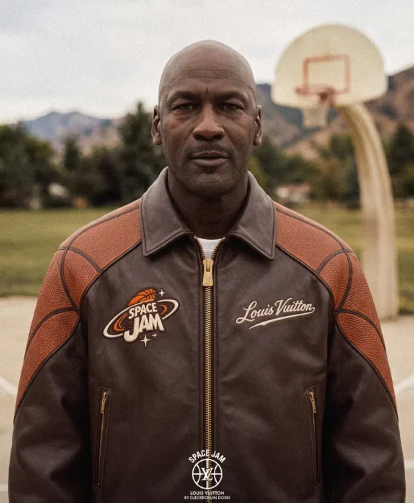 Space Jam × Louis Vuitton Brown Leather Bomber Jacket