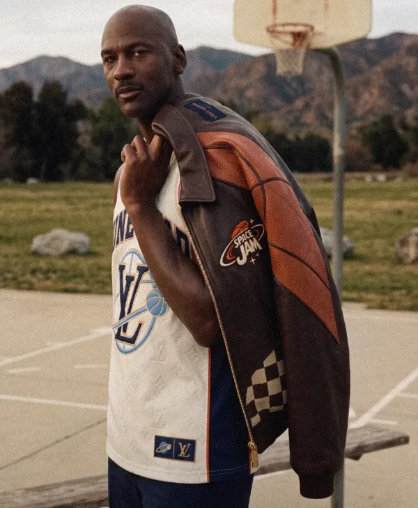 Space Jam × Louis Vuitton Brown Leather Bomber Jacket