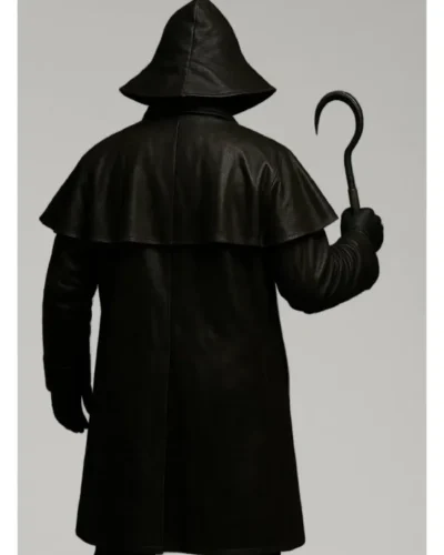 Steampunk Fisherman Halloween Black Leather Trench Coat