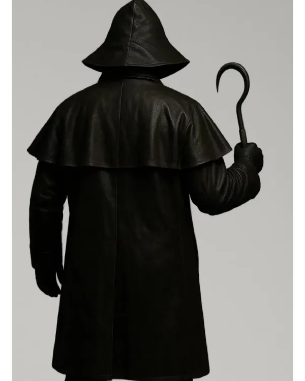 Steampunk Fisherman Halloween Black Leather Trench Coat