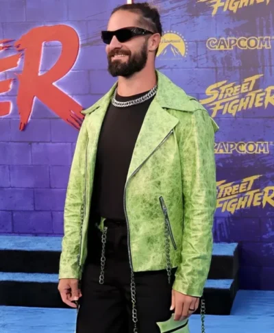 Street Fighter Premiere Blue Carpet Seth Rollins Jacket