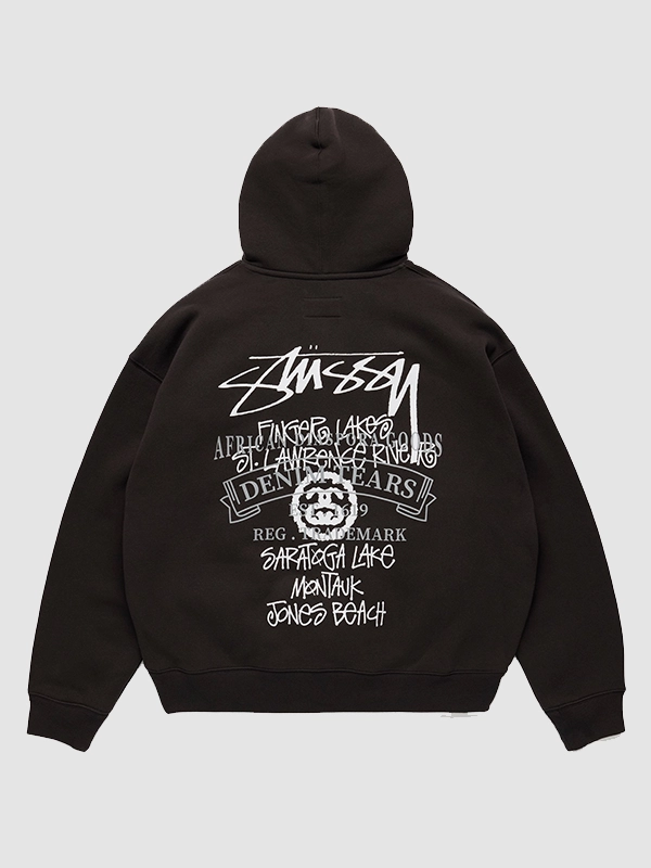 Stussy Denim Tears New York Fishing Tour Black Hoodie