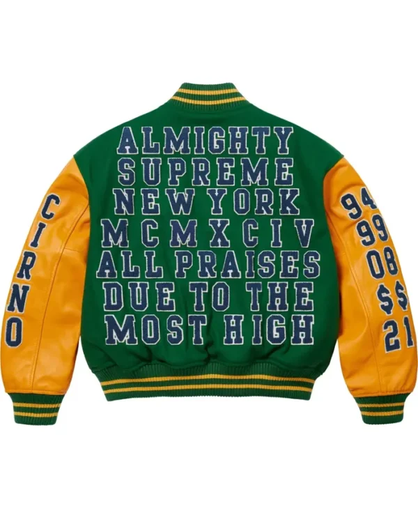 Supreme Green Praises Letterman Varsity Jacket