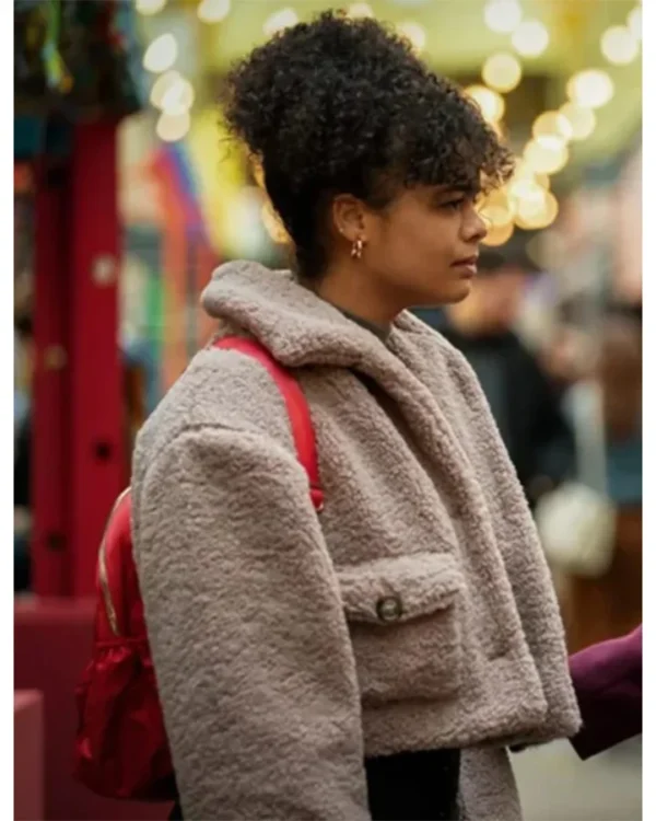 Suspicion Lydia West Sherpa Fur Crop Jacket