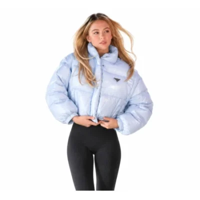 Sydney Sweeney Blue Quilted Puffer Coat