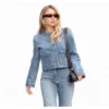 Sydney Sweeney Cinched Waist Denim Jacket