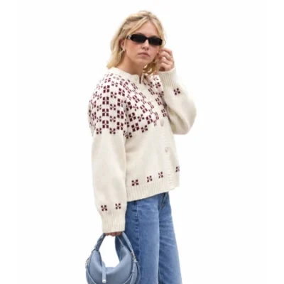 Sydney Sweeney Off Duty Cream Cardigan