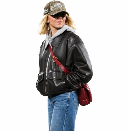 Sydney Sweeney Real Leather Flight Jacket