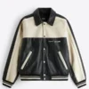 Techno Zero Color Block Real Leather Jacket
