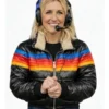 Ted Lasso Rebecca Lowe Stripes Rainbow Puffer Jacket