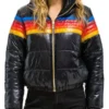 Ted Lasso Rebecca Lowe Stripes Rainbow Puffer Jacket