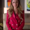 Ted Lasso S2 Keeley Jones Heart Button Pink Wool Blazer