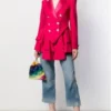 Ted Lasso S2 Keeley Jones Heart Button Pink Wool Blazer