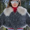 The CHANEL Coco Neige Fur Grey Knitted Jacket