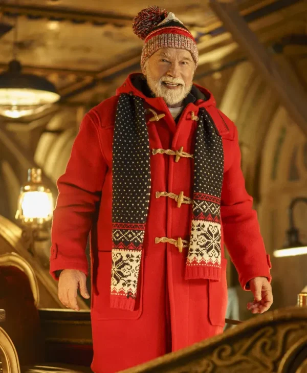 The Man with the Bag Arnold Schwarzenegger Santa Red Coat