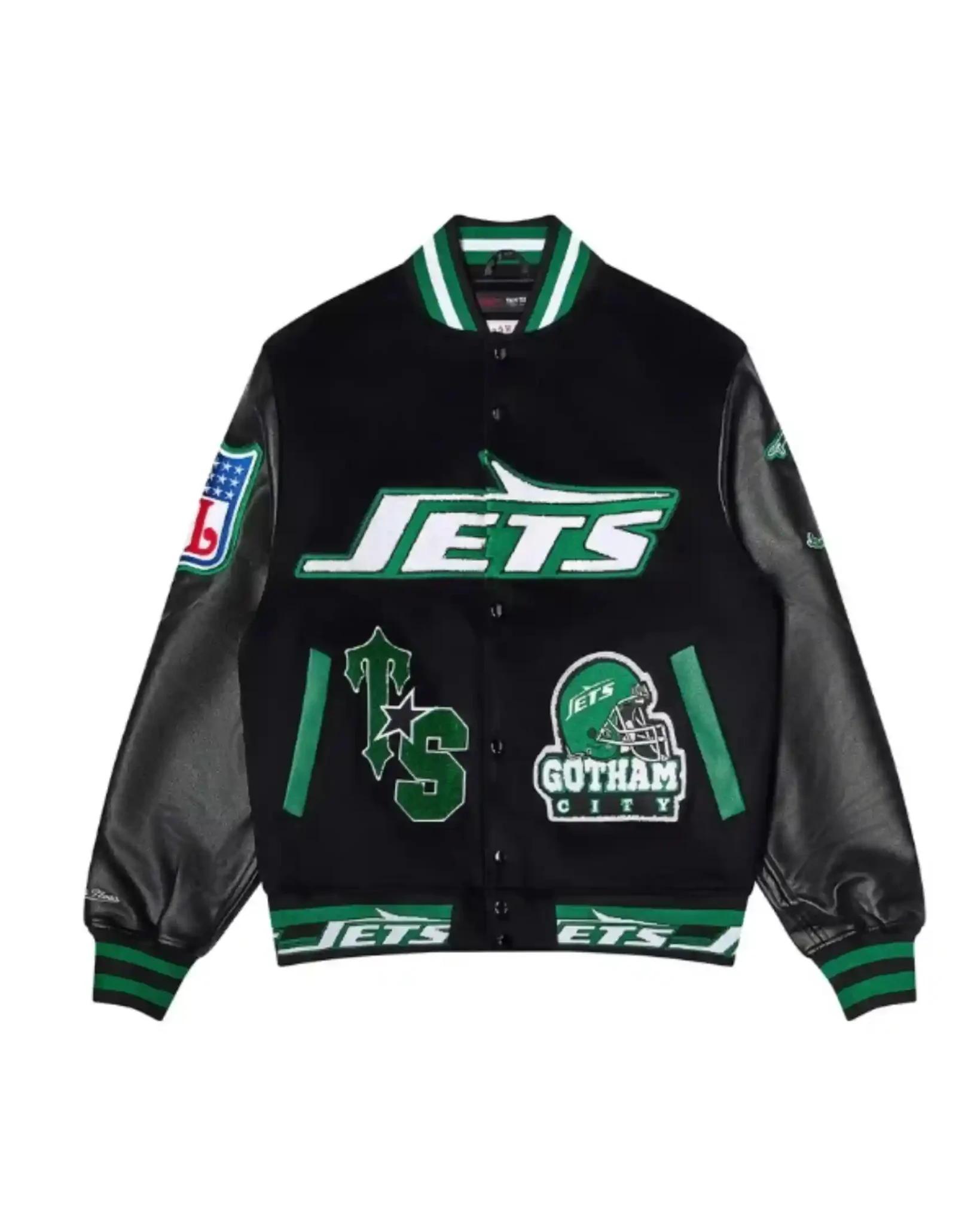 Trapstar x NFL Jets Black Varsity Jacket