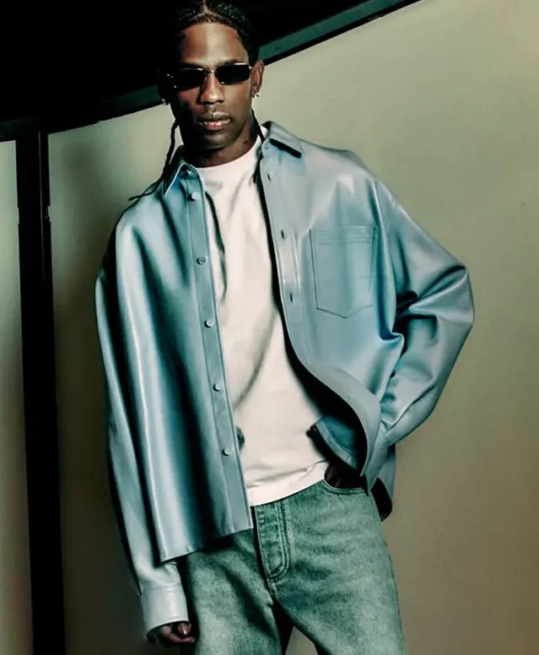 Travis Scott Bottega Veneta 2026 Light Blue Shacket