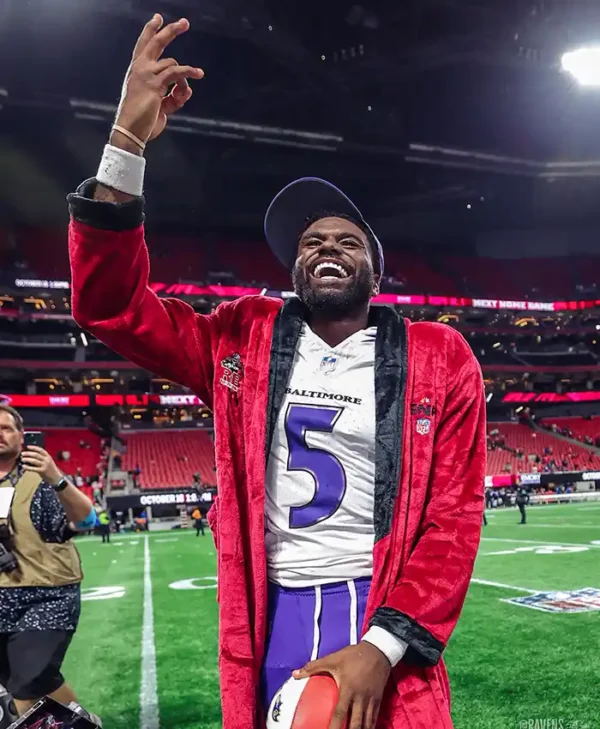 Tyler Huntley Baltimore Ravens Custom SNF Red Velvet Robe
